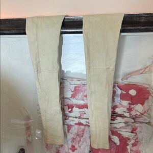 HANDCRAFTED Cream thigh high leggings made from rag & bone leather pants
